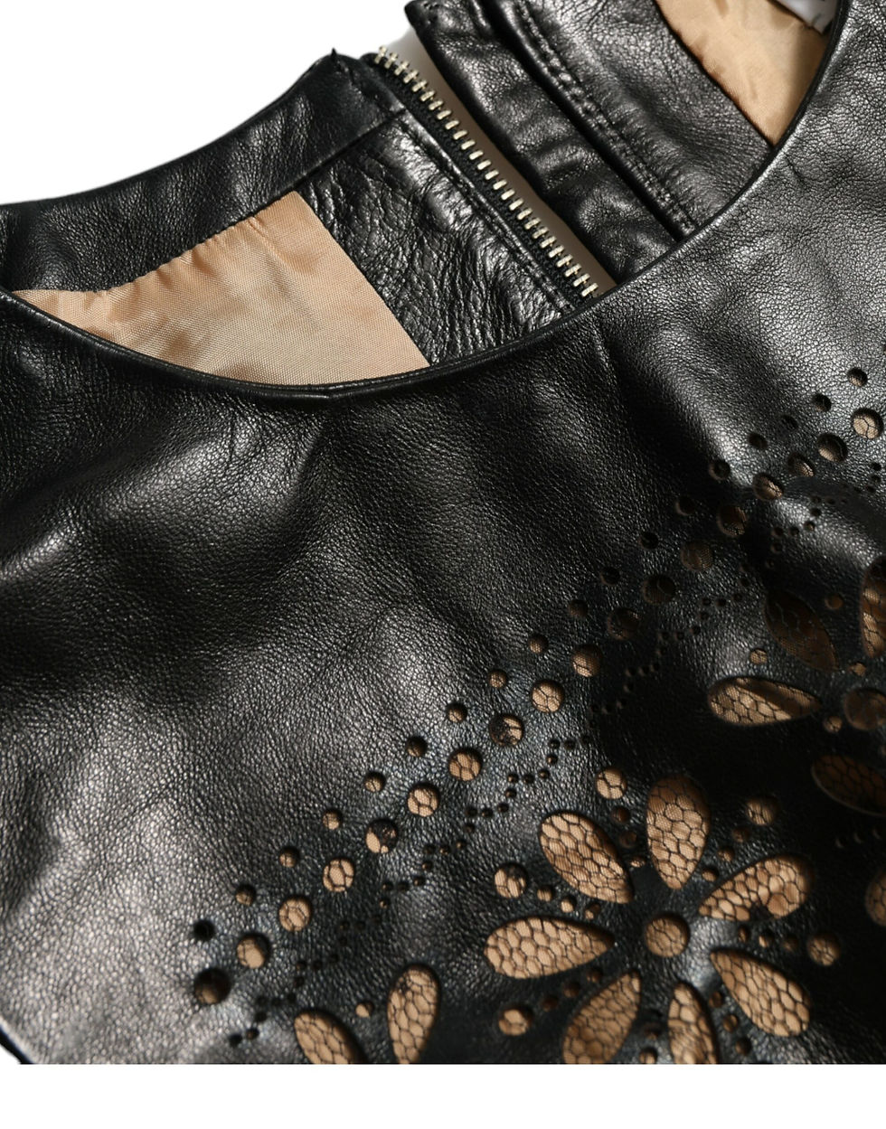 Thumbnail: Shiny Black Nylon Cut Out A-line Mini Dress