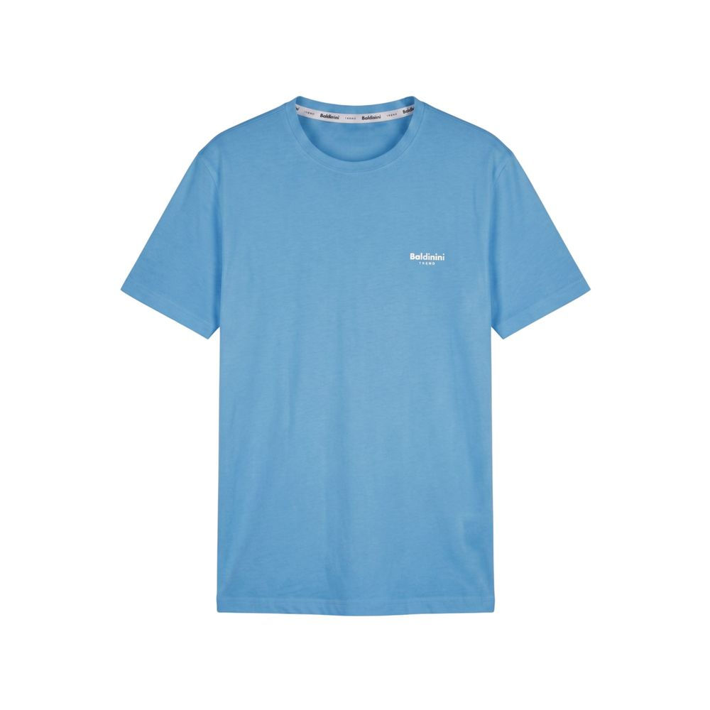 Light Blue Cotton Men T-Shirt