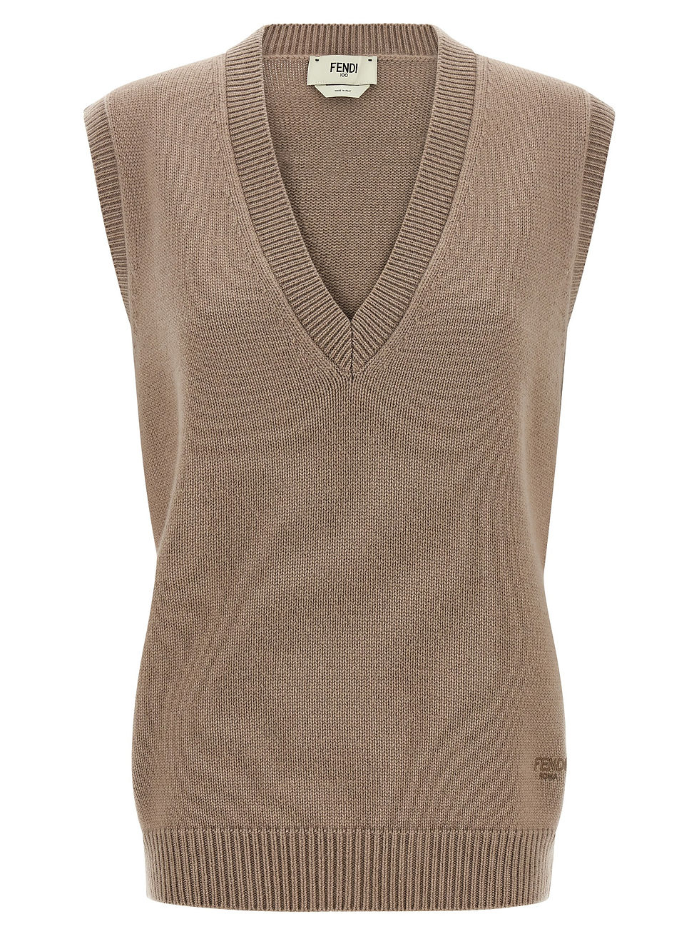 Fendi Beige Cashmere Sleeveless Vest