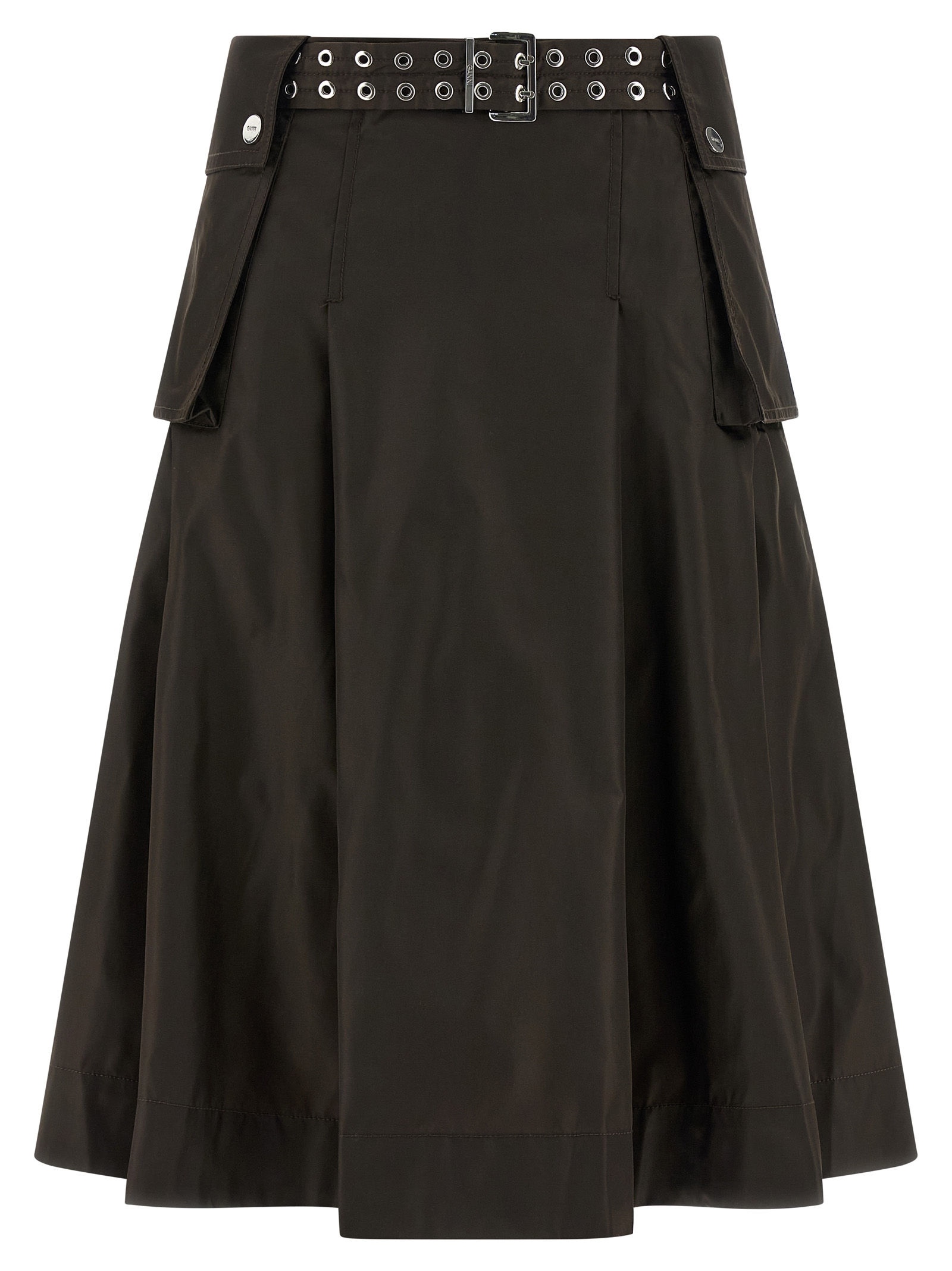 Ganni Brown Polyamide Midi Skirt