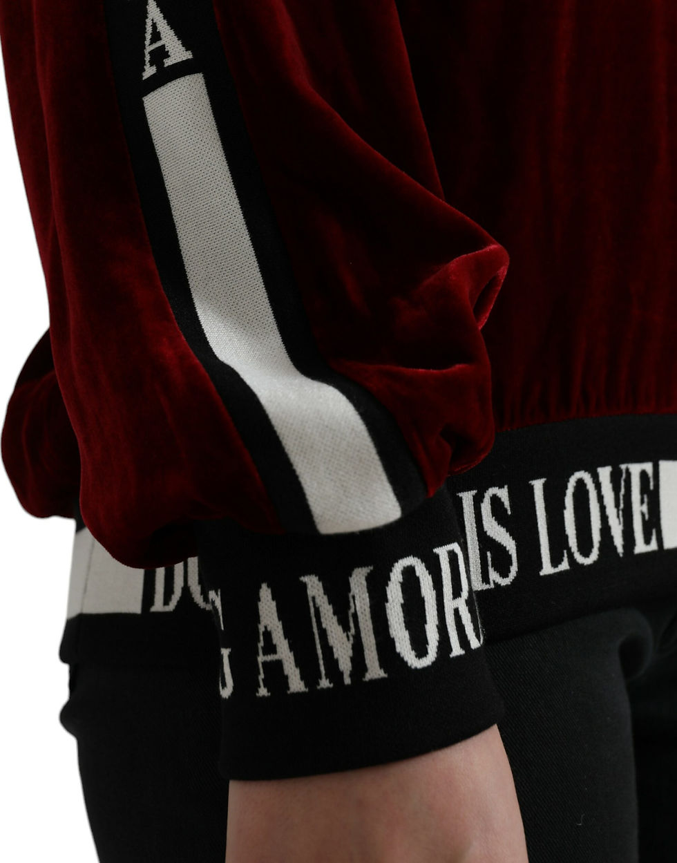 Miniatura: Bordeaux Velvet Round Neck Pullover Sweater