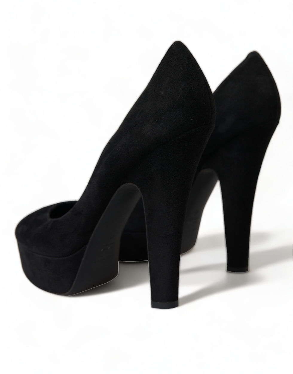 Miniatura: Black Suede Leather Platform Heel Pumps Shoes