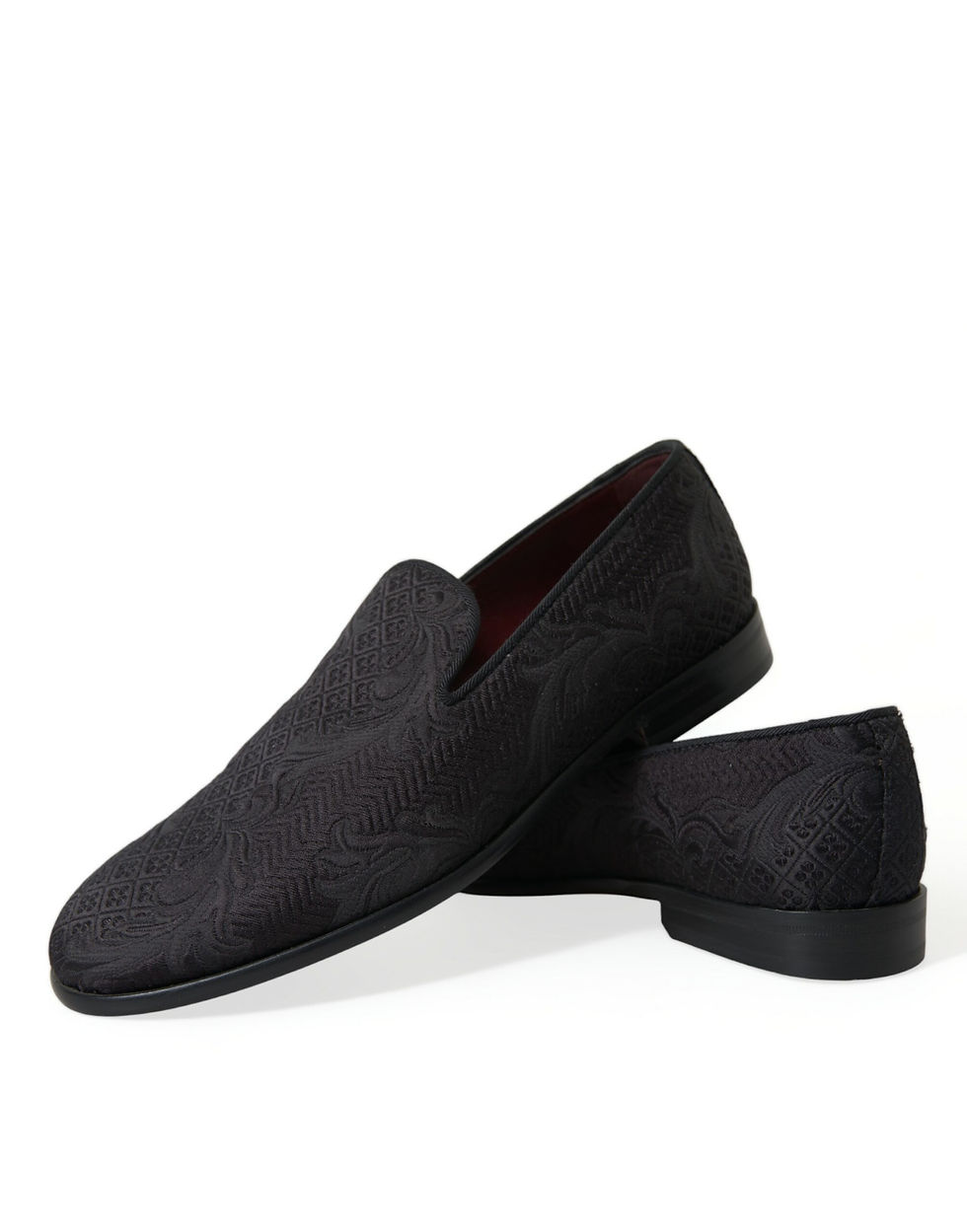 Miniatura: Black Brocade Men Slip On Loafer Dress Shoes