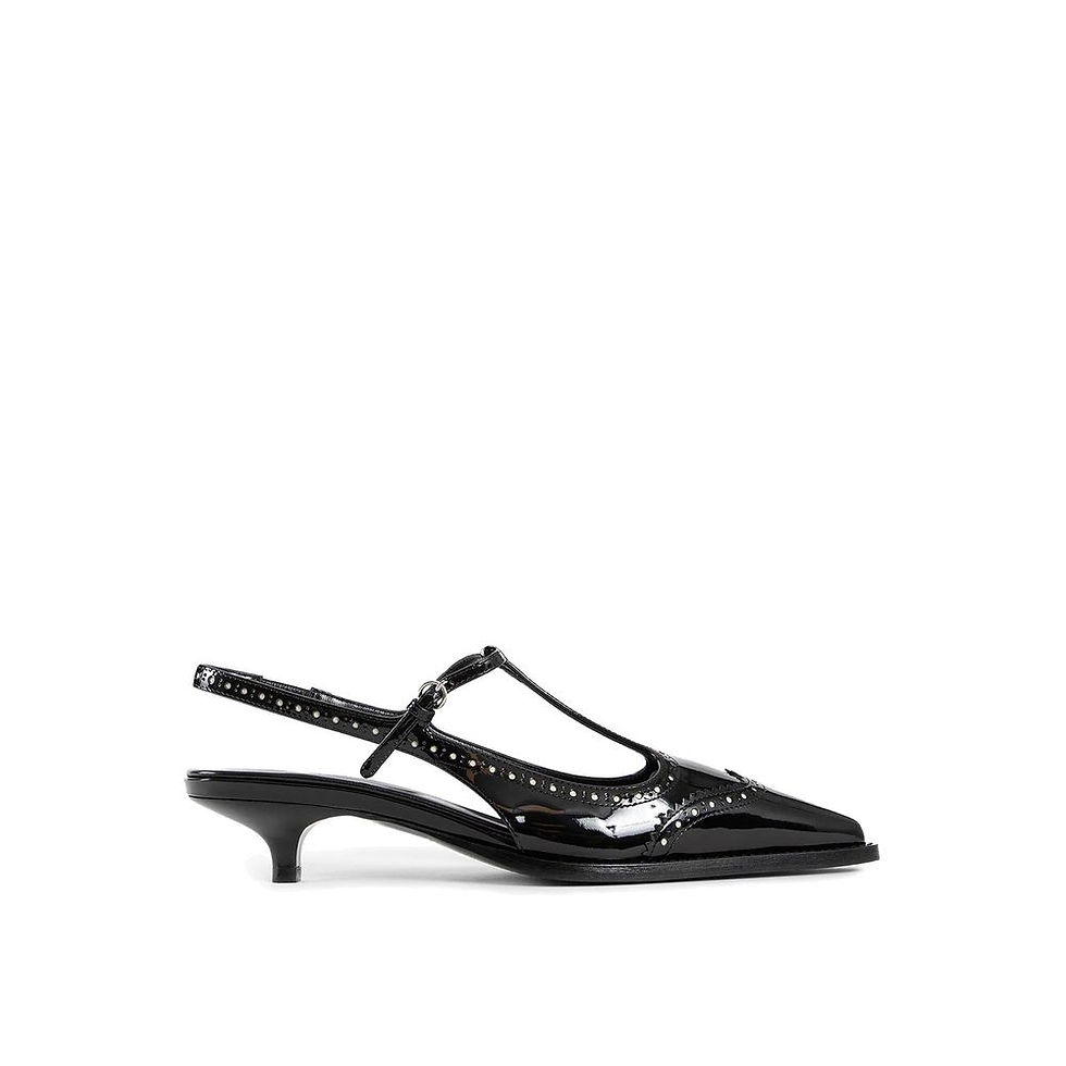 Thumbnail: Miu Miu Black Calfskin Mid Heel Pumps