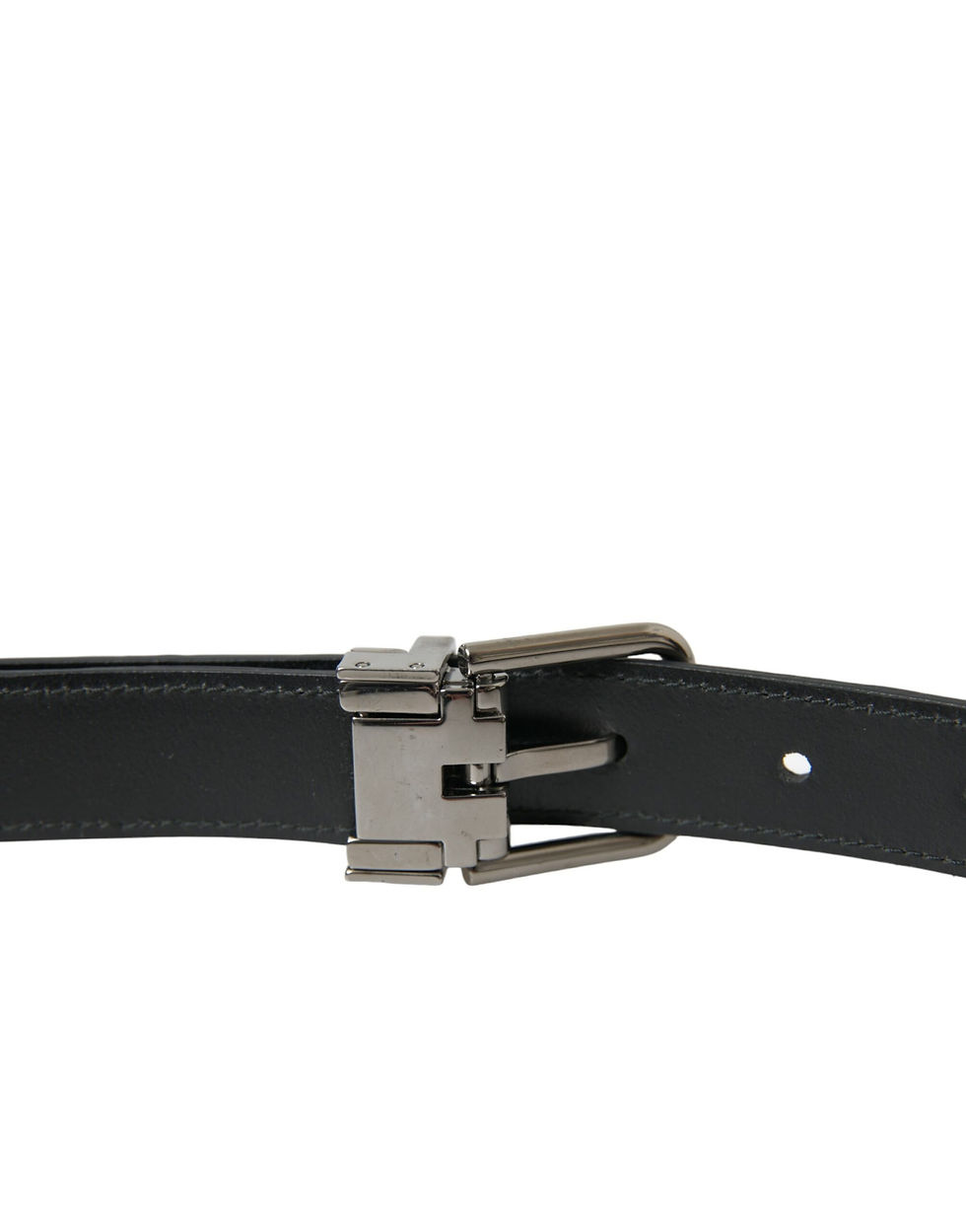 Miniatura: Black Leather Silver Metal Buckle Belt