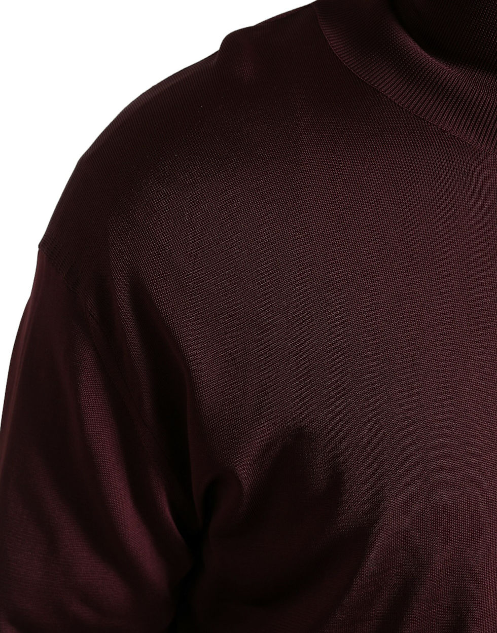 Miniatura: Maroon Viscose Turtleneck Pullover Sweater