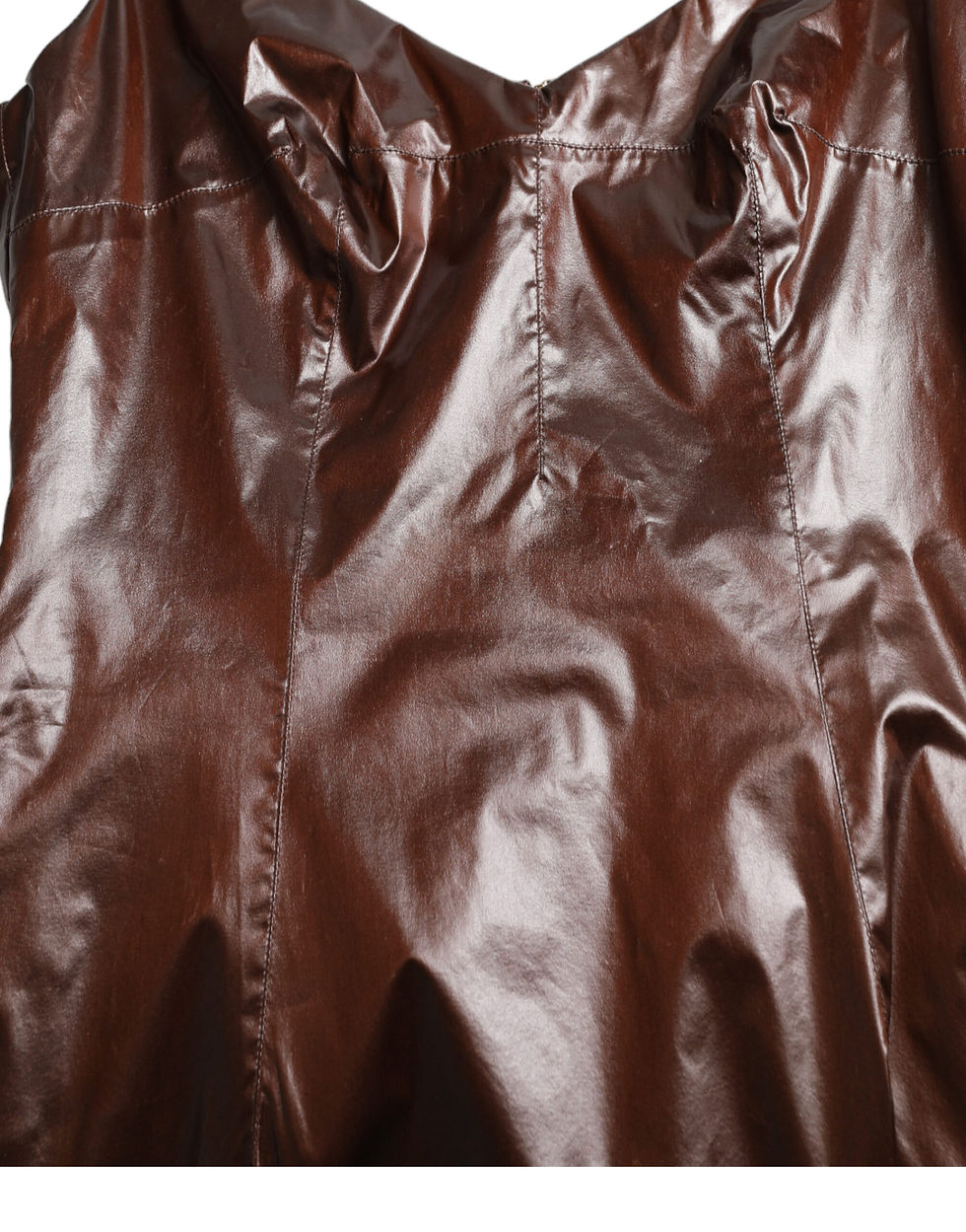 Miniatura: Brown Shiny Silk Sheath Sleeveless Bodycon Midi Dress