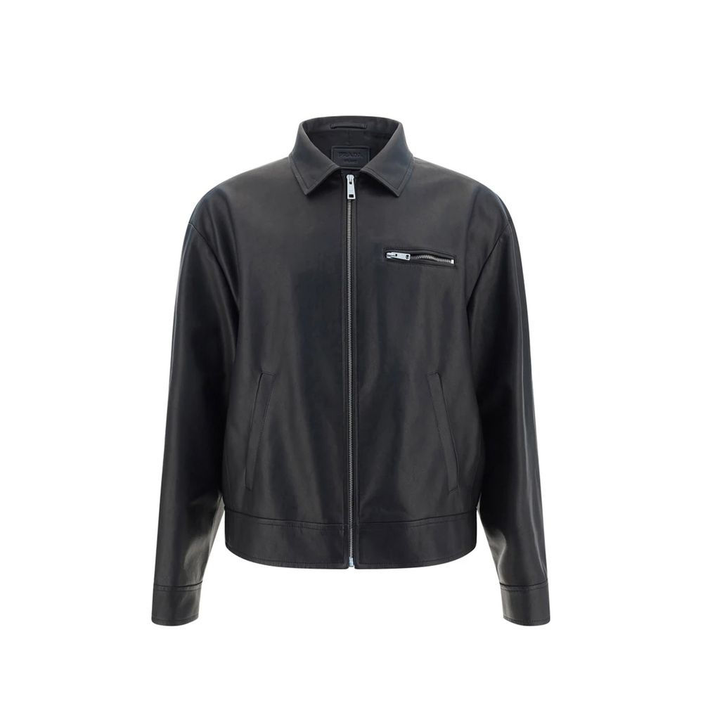 Prada Black Lamb Leather Leather Jacket