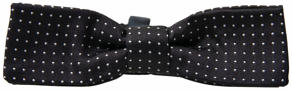 Thumbnail: Black Polka Dot Silk Adjustable Men Neck Papillon Bow Tie