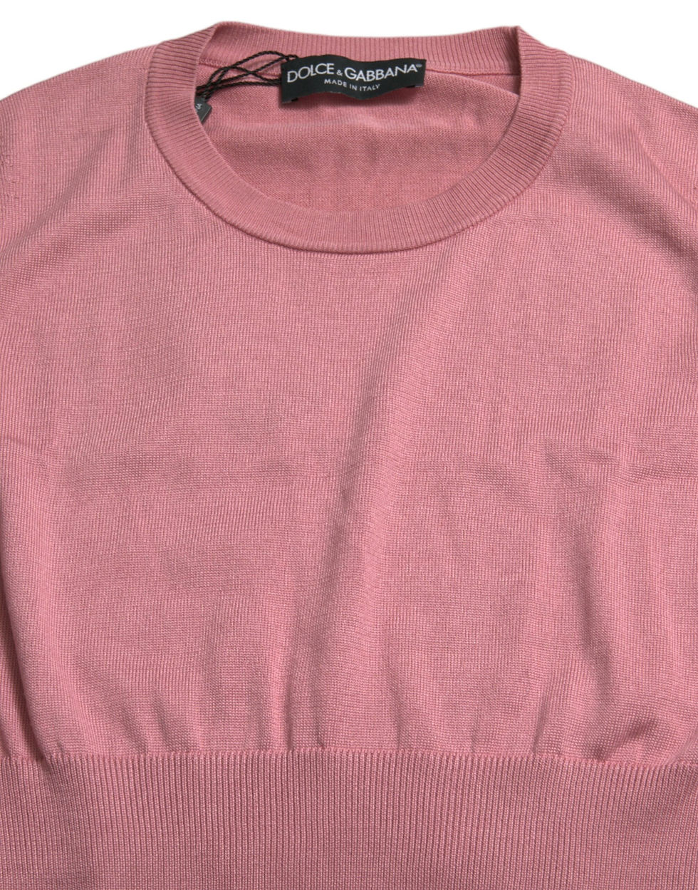 Thumbnail: Pink Crew Neck Cropped Sleeveless Tank Top