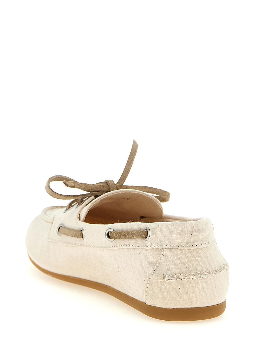 Thumbnail: Miu Miu Beige Cotton Slip-On Loafers