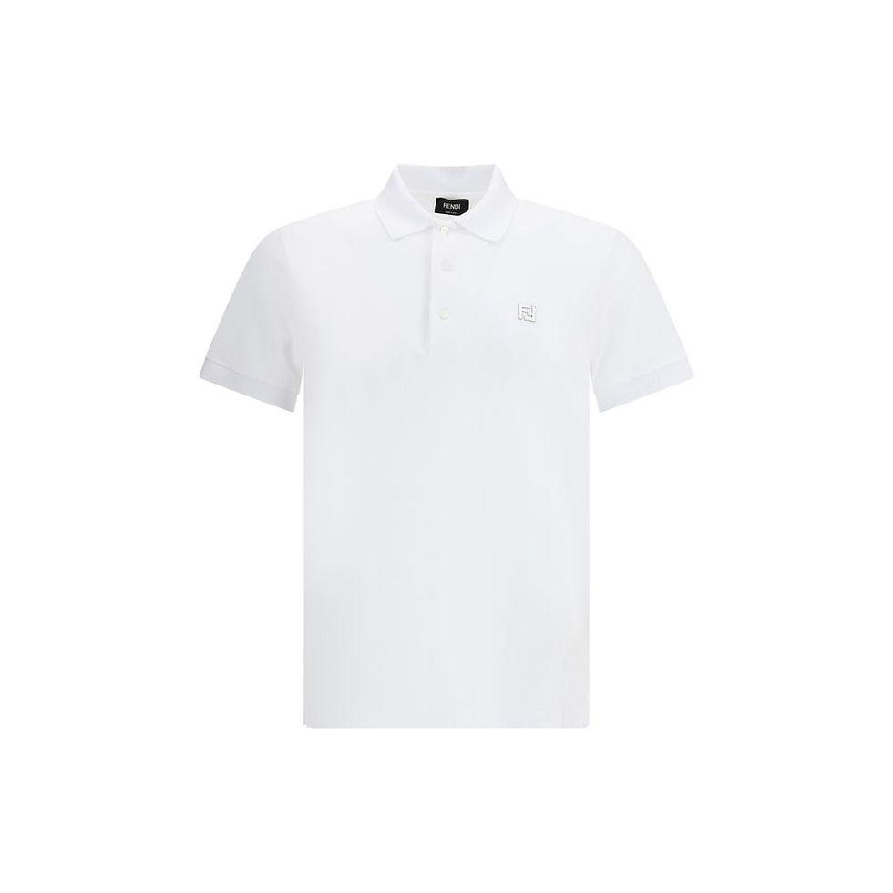 Fendi White Cotton Polo Shirt