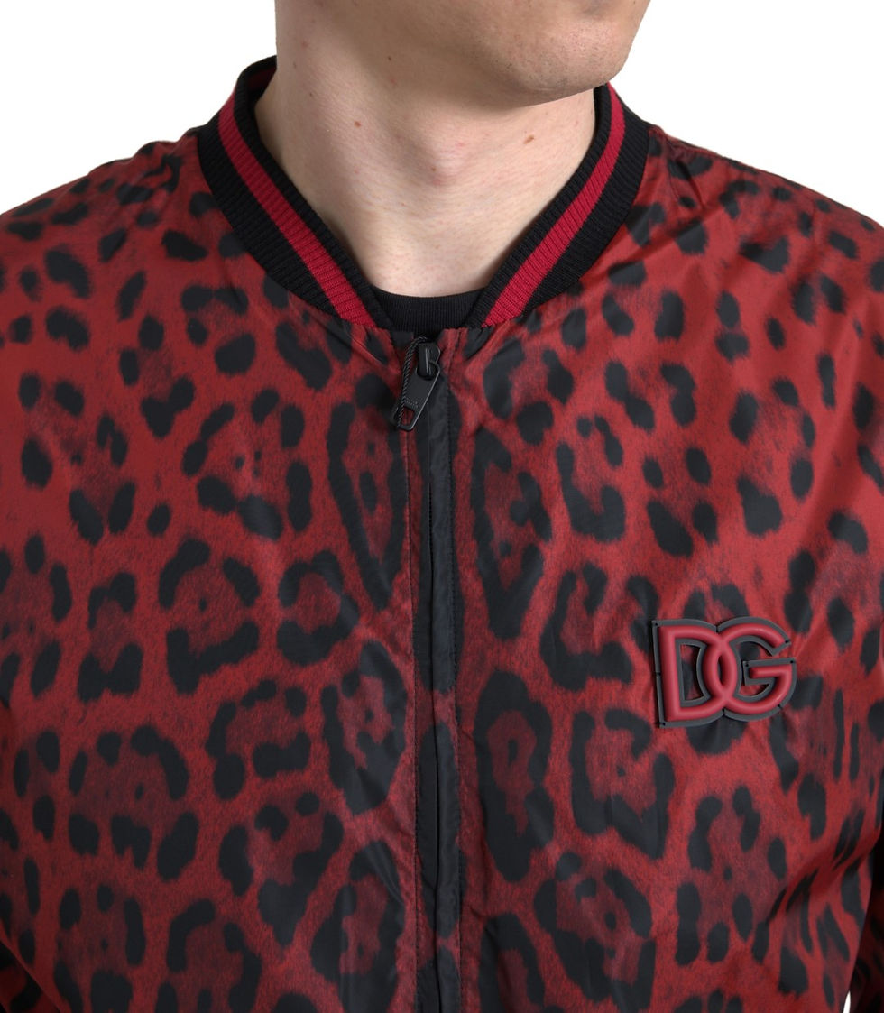 Miniatura: Red Leopard Bomber Short Coat Jacket
