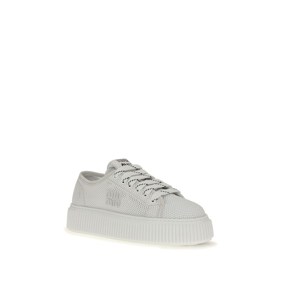 Thumbnail: Miu Miu White Polyamide Platform Sneakers