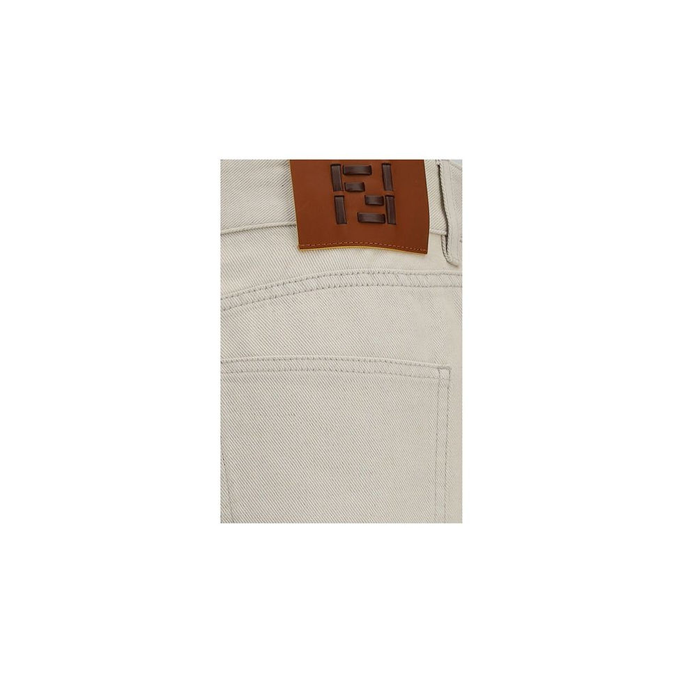 Thumbnail: Fendi Beige Cotton Straight-Leg Jeans