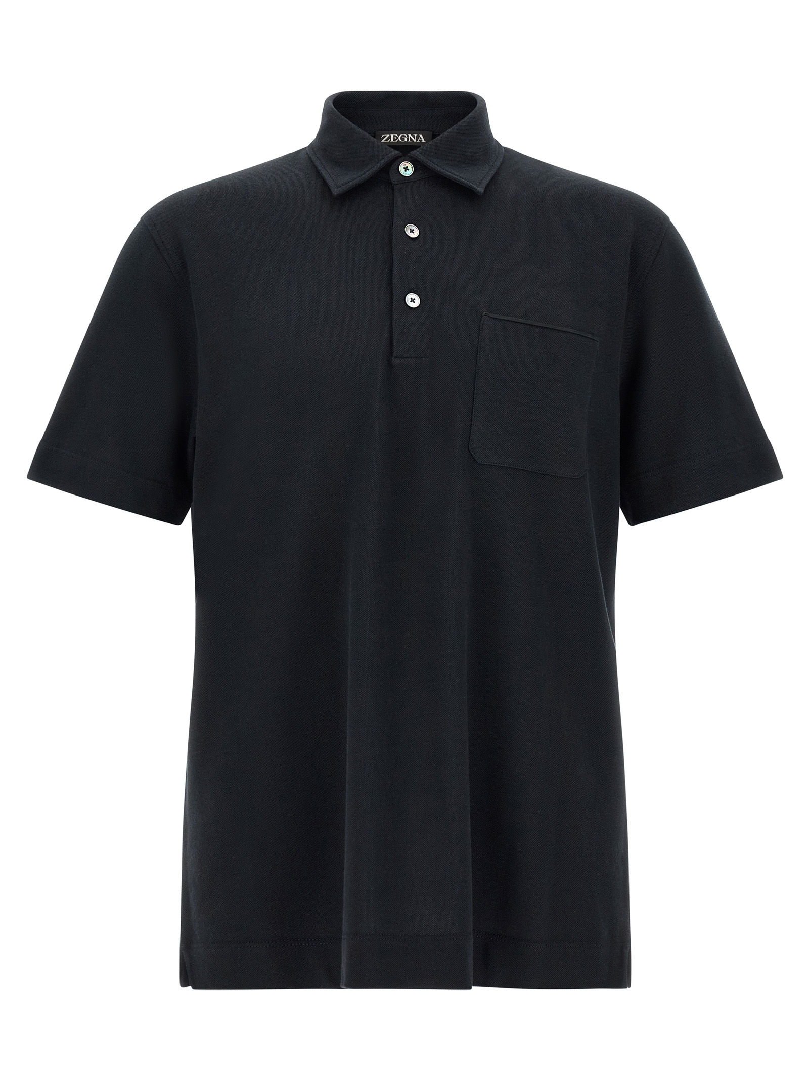 ZEGNA Blue Cotton Polo Shirt