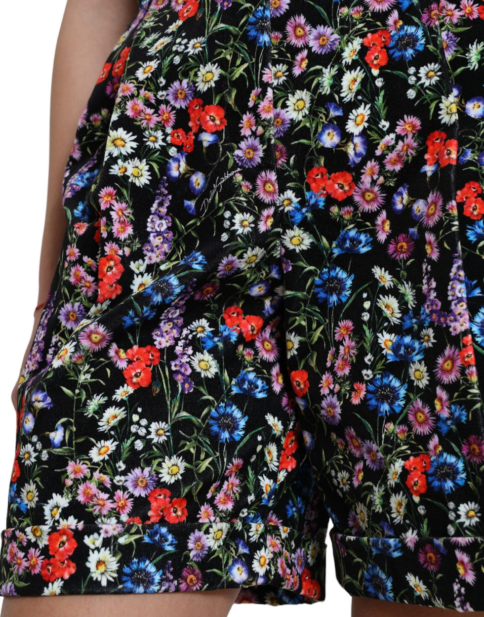 Miniatura: Black Floral High Waist Hot Pants Shorts