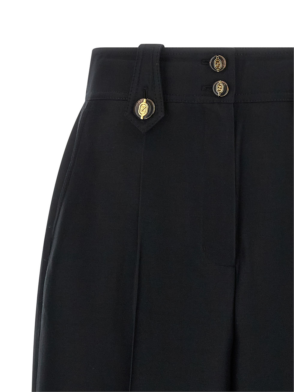 Thumbnail: Zimmermann Black Wool Cropped Pants