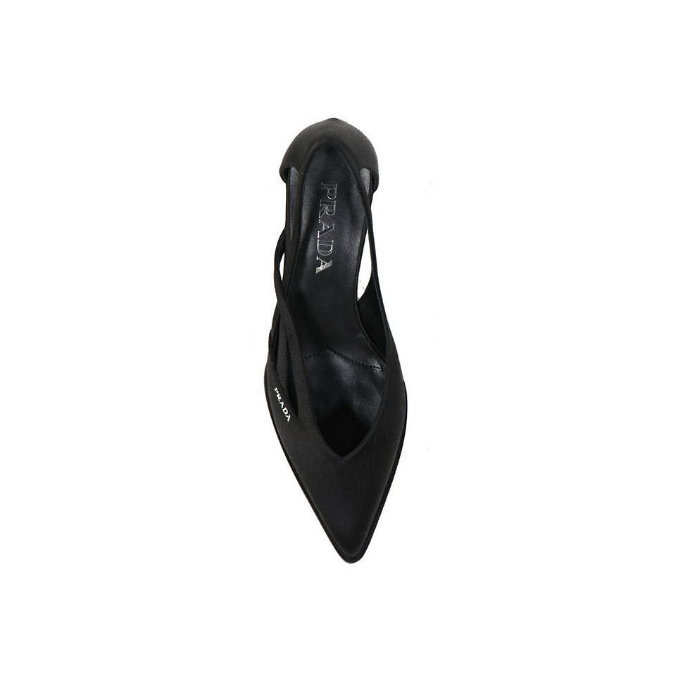 Miniatura: Prada Black Silk Mid Heel Pumps