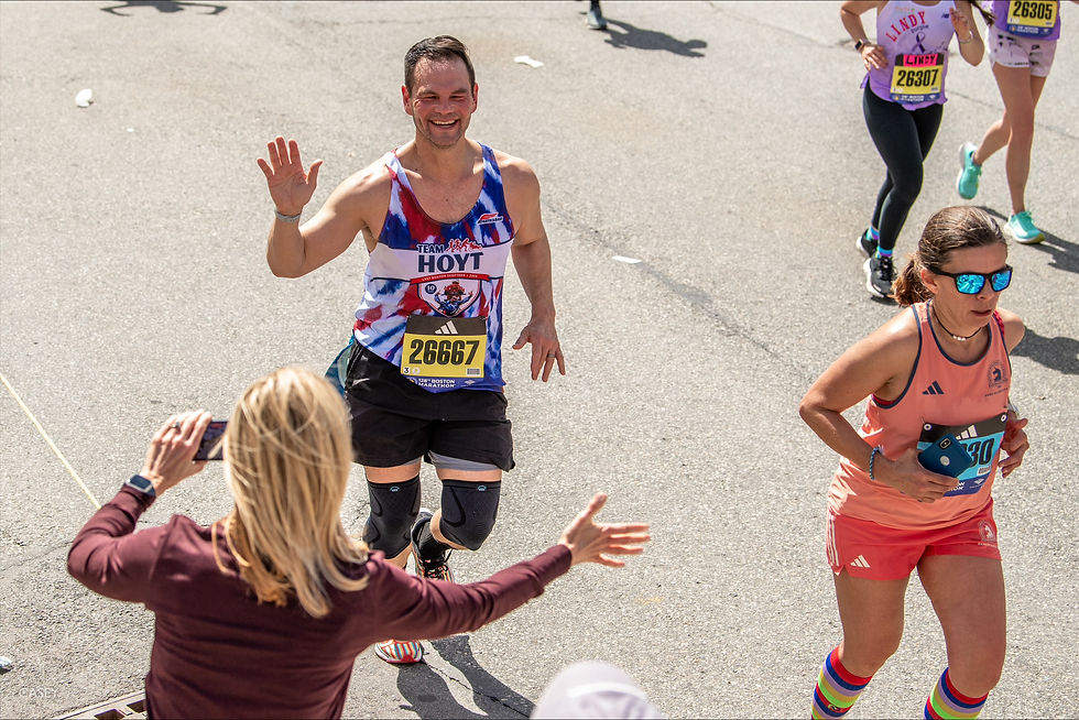 Chris running the Boston Marathon