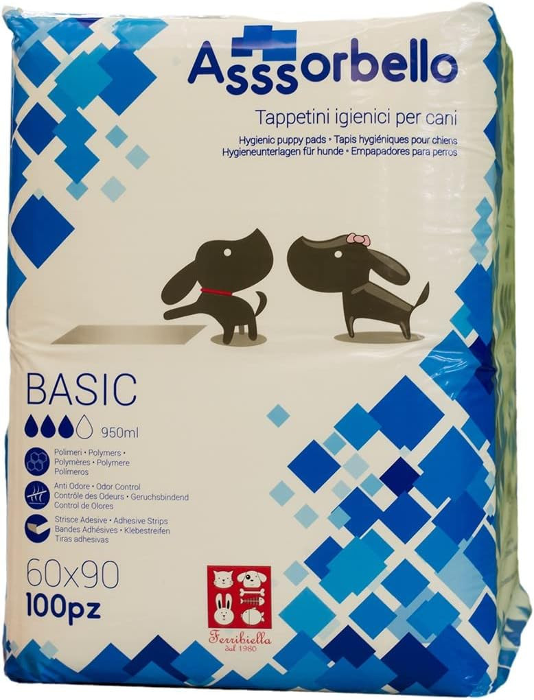 Ferribiella Tappetini Igienici per Cani 60x90, 100 Pz, Assorbenza, Anti Odore