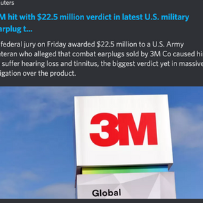 3M Hit with $22.5 million Verdict in Latest U.S. Military Earplug Trial