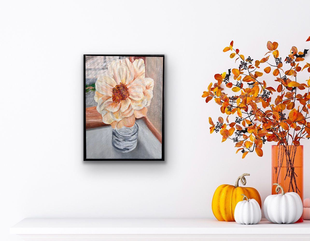White flower on French Windowsill