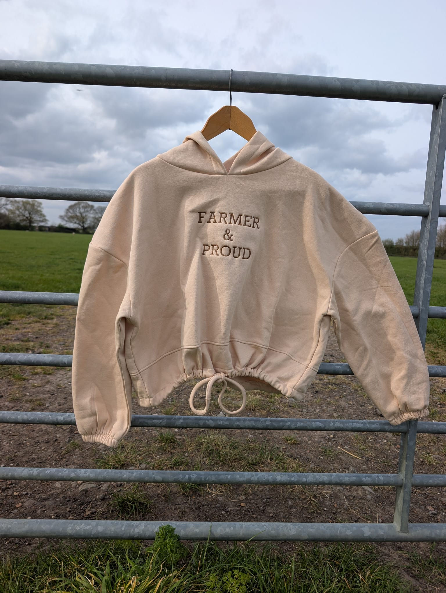 Farmer & Proud Cropped Tie Waist Hoodie
