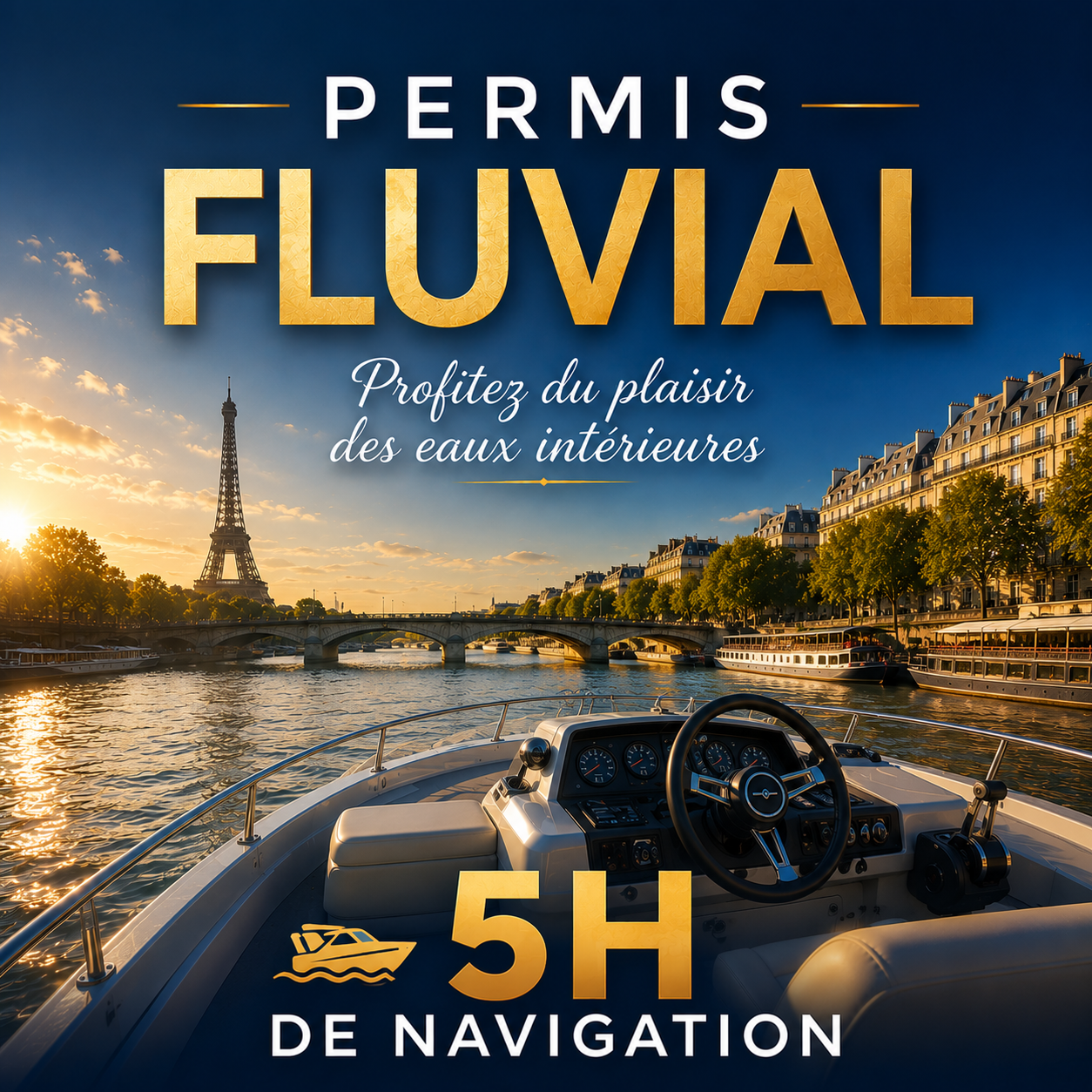 Permis fluvial – Formule Premium – 5h