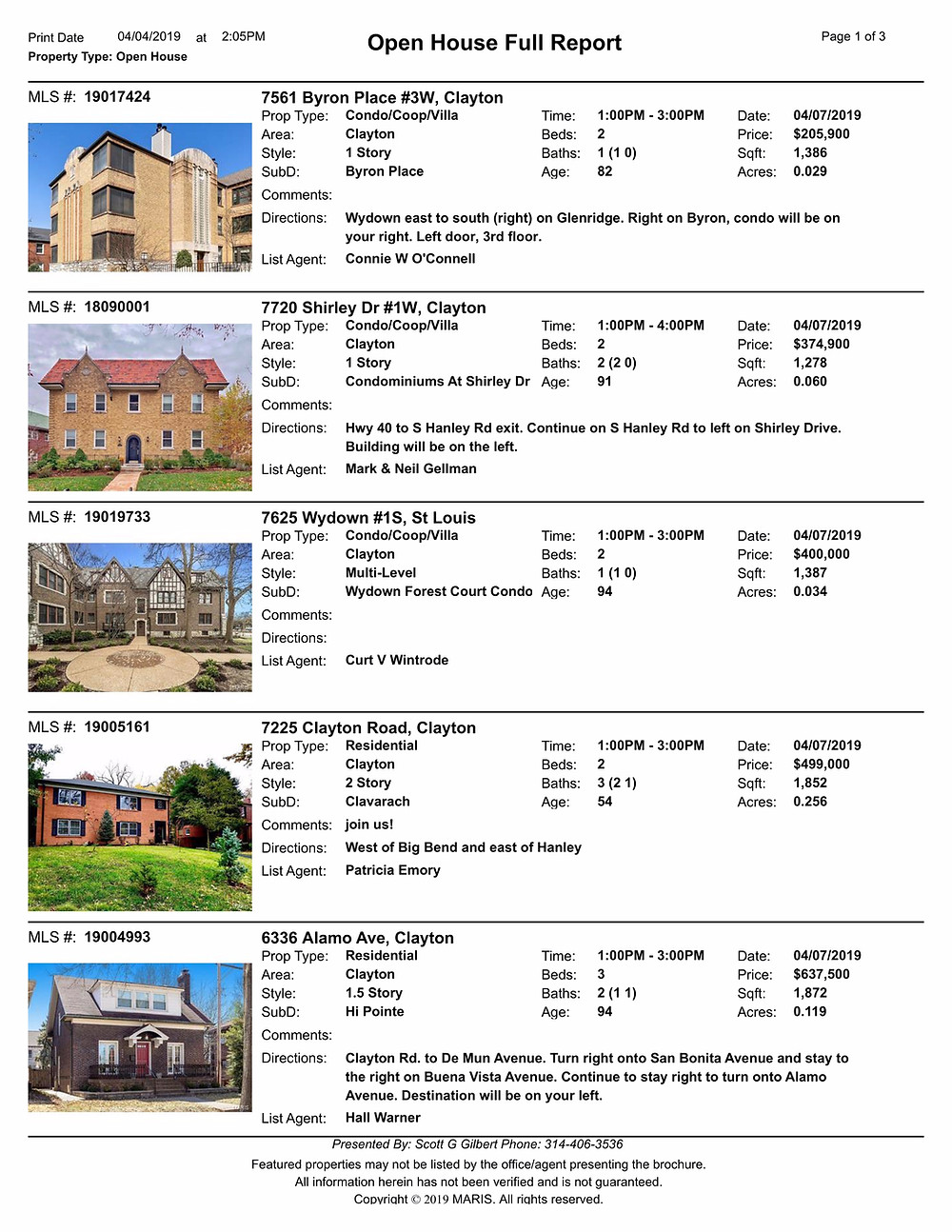 Clayton Open Houses