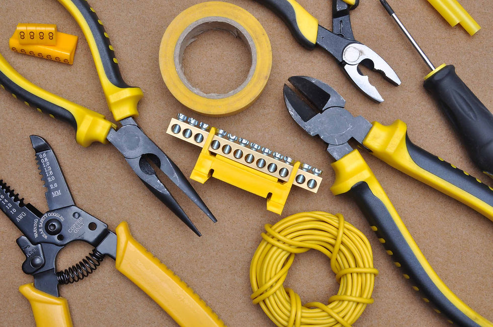 Yellow electrical tools background
