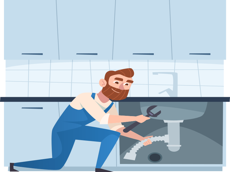 Shepparton plumber at work in kitchen