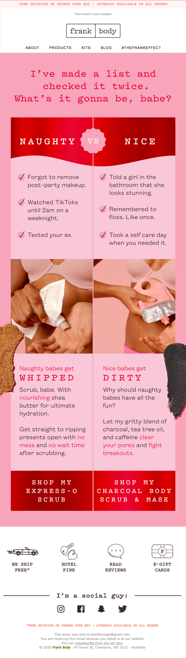 December Email Naughty Vs Nice