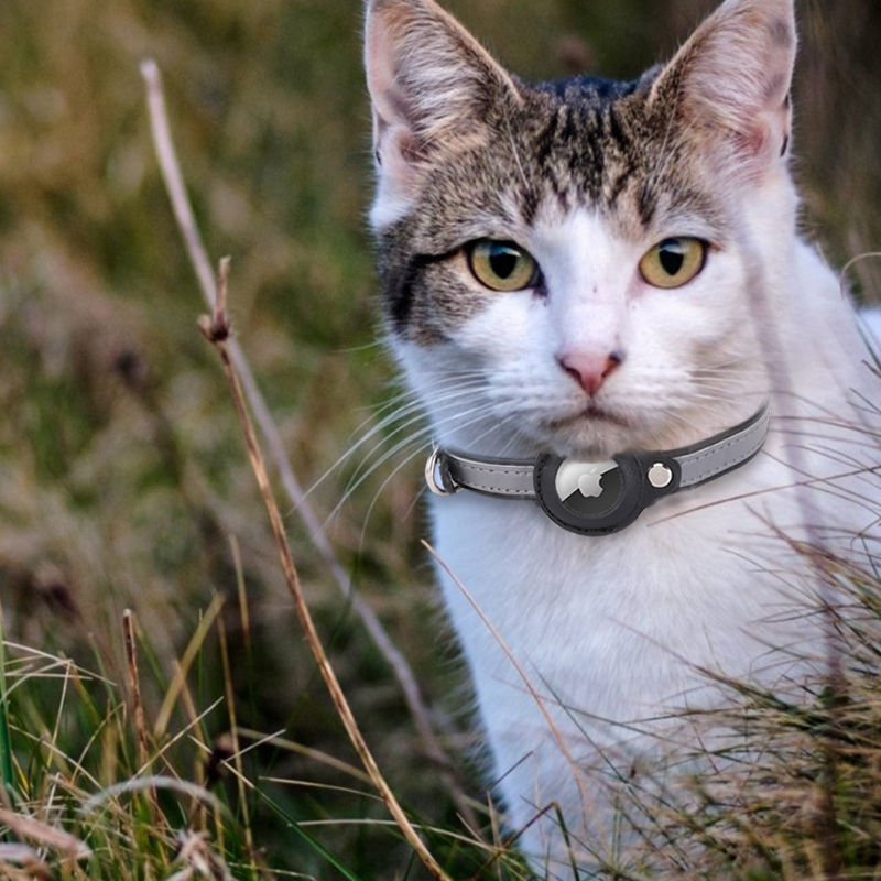 Thumbnail: Integrated Air Tag Cat Collar for Apple, Leather GPS Cat Collar with AirTag