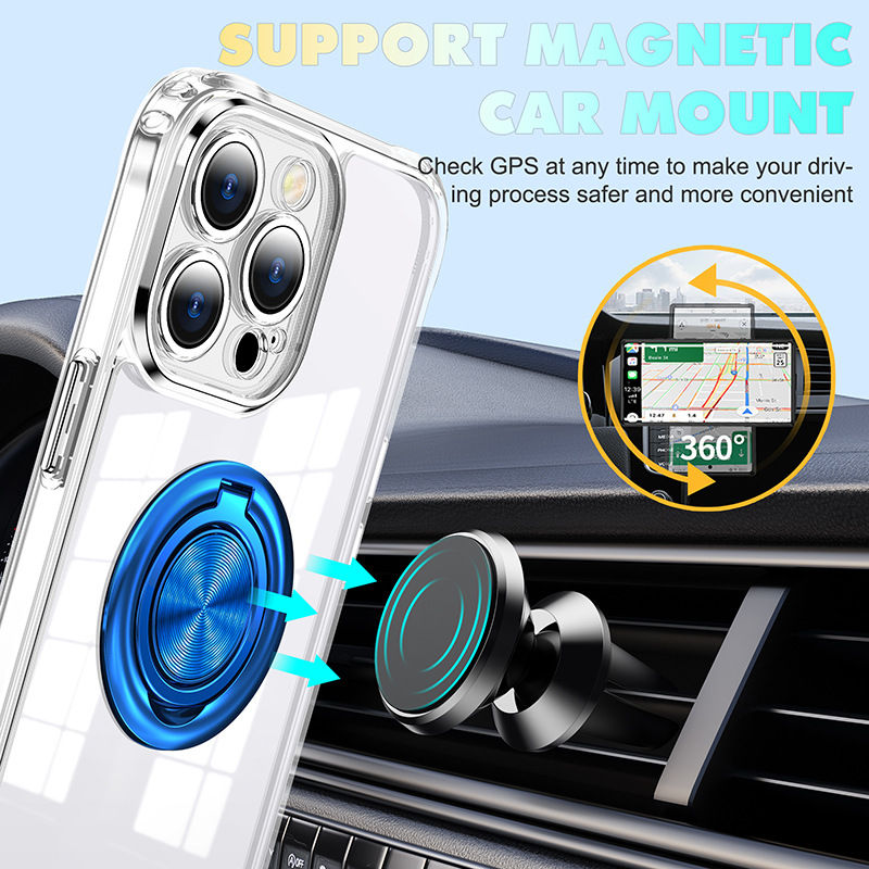 Thumbnail: iPhone 15 Case with Ring Holder  Kickstand Magnetic Car Mount Supported