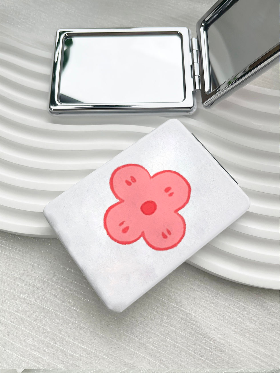 Thumbnail: Ultra Portable Unique Painting Compact Mirror with Classical PU Leather