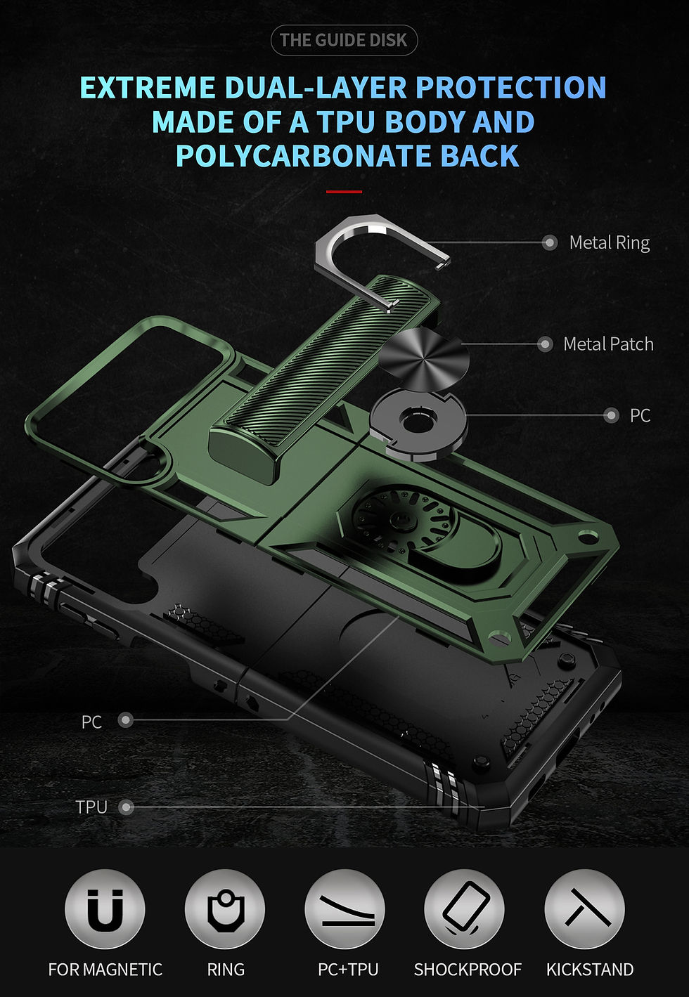 Thumbnail: Military Shockproof Case With Magnetic Ring Holder for Samsung Z flip 4