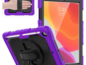 Rugged 3-Layer Armor Drop Protection Case with Shoulder and Hand Strap for Your iPad
