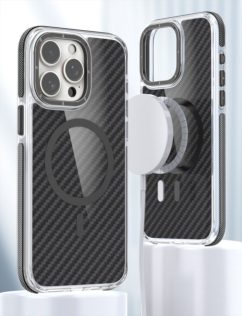 Thumbnail: iPhone 16 Series Case, Carbon Fiber Texture Design Compatible with Magsafe