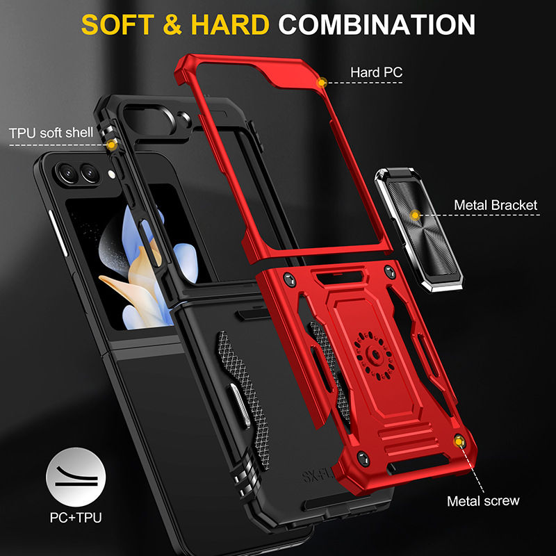 Thumbnail: Samsung Galaxy Flip 5 Case with 360°Ring Magnetic Kickstand & Heavy Duty