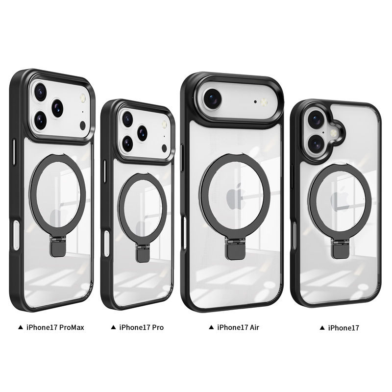 Suitable for iPhone 17 Pro Max transparent magnetic stand phone case metal keys