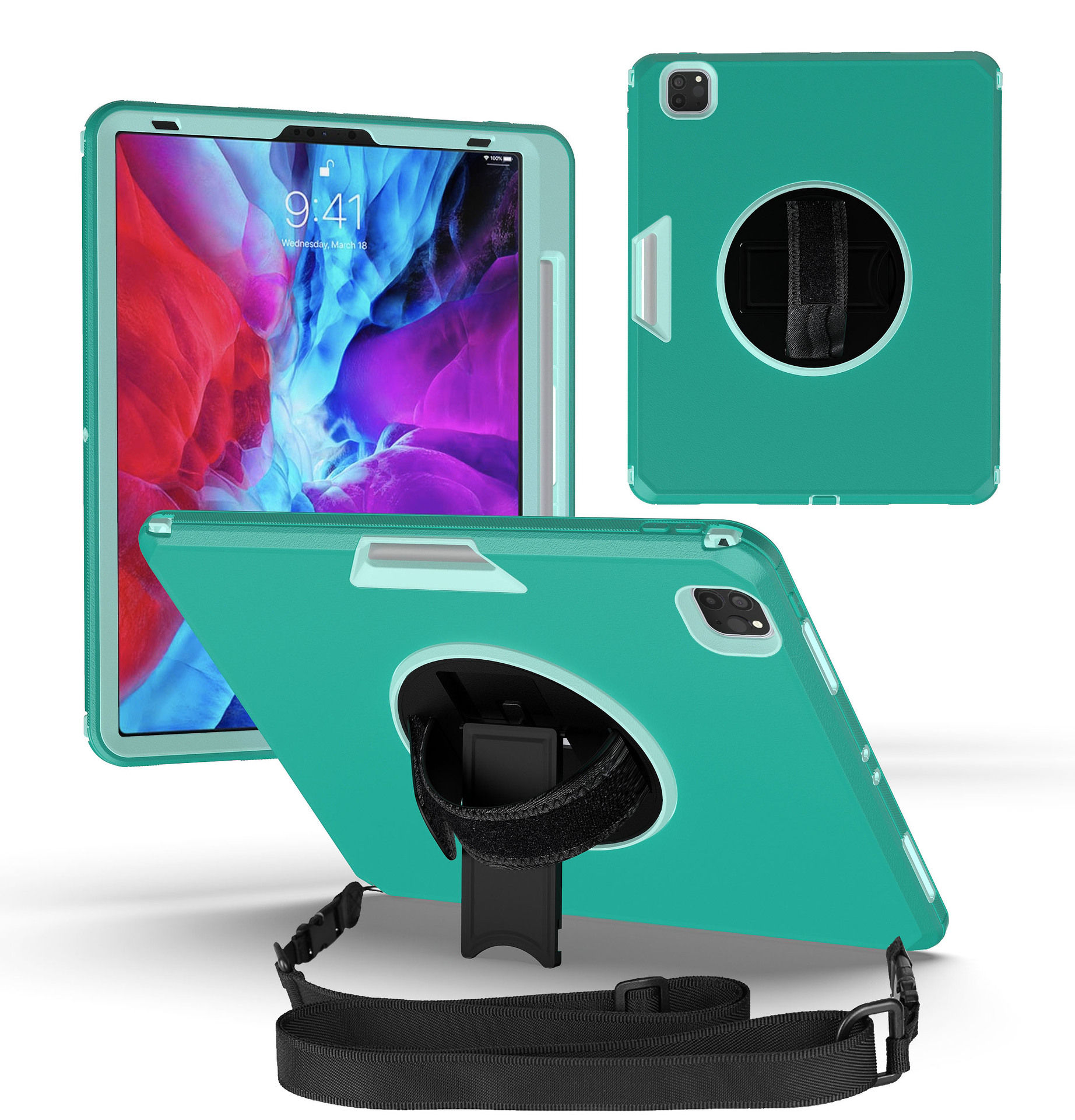 FullBodyProtective Case withRotatable Kickstand& Hand Strap for ipad Pro2020