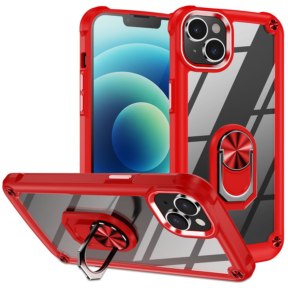 Thumbnail: For iPhone 14 Shockproof Hybrid Rubber Bumper Clear Case Cover With Ring Holder