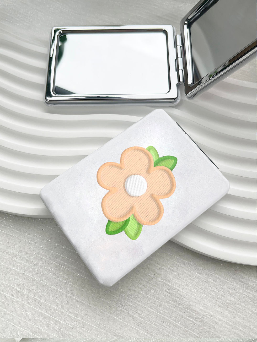 Thumbnail: Ultra Portable Unique Painting Compact Mirror with Classical PU Leather