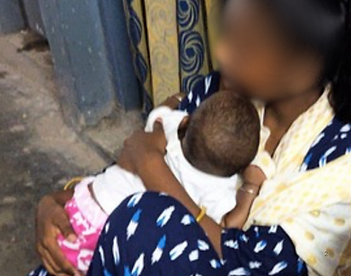 Samina and her baby after their rescue.