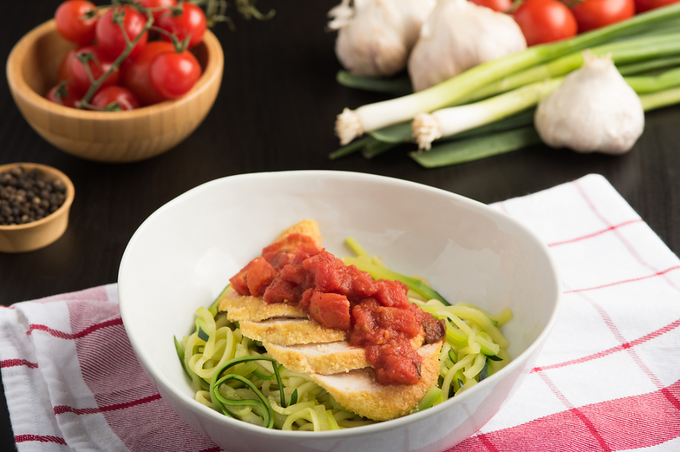 Chicken Parmesan with Zucchini Noodles & Marinara