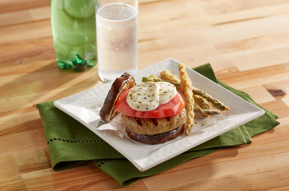 Caprese Turkey Burger with Parmesan Asparagus Fries 