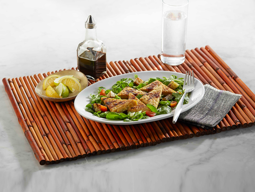 Grilled Tempeh with Roasted Eggplant & Watercress