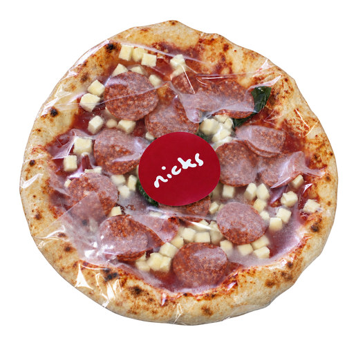 Nicks Pepperoni pizza in its original packaging