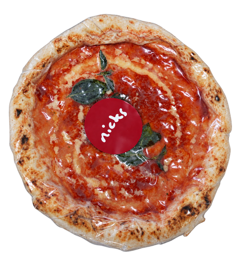 Nicks tomato and basil pizza base in vacuum packaging